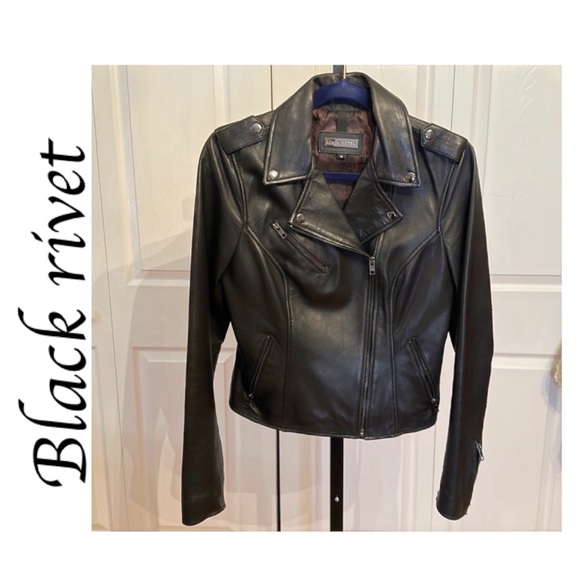 BLACK RIVET LEATHER JACKET - Picture 5 of 11